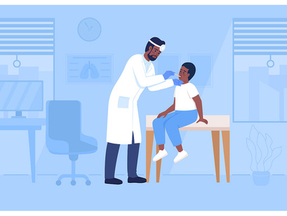 Healthcare service and patient examination illustrations set