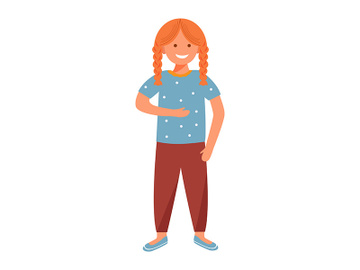 Smiling little girl flat vector illustration preview picture