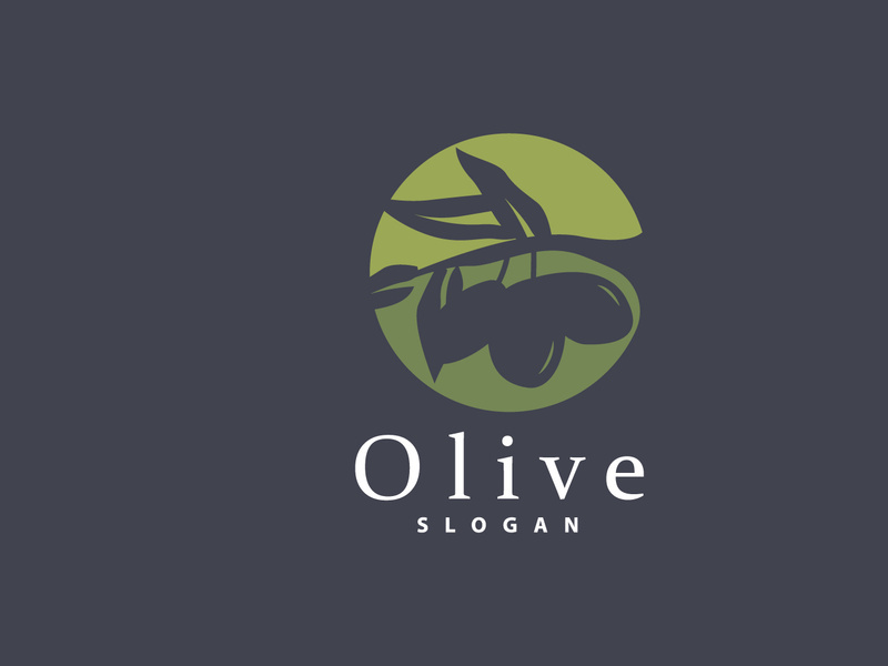 Olive Oil Logo, Olive Leaf Plant Herbal Garden Vector