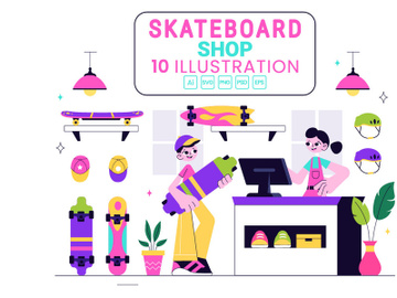 10 Skateboard Shop Illustration preview picture