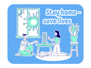 Stay home save lives thin line concept vector illustration preview picture