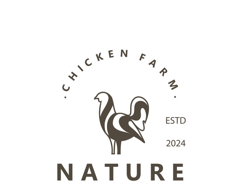 Chicken Farm logo design, animal icon for groceries, butcher shop, farmer market livestock template