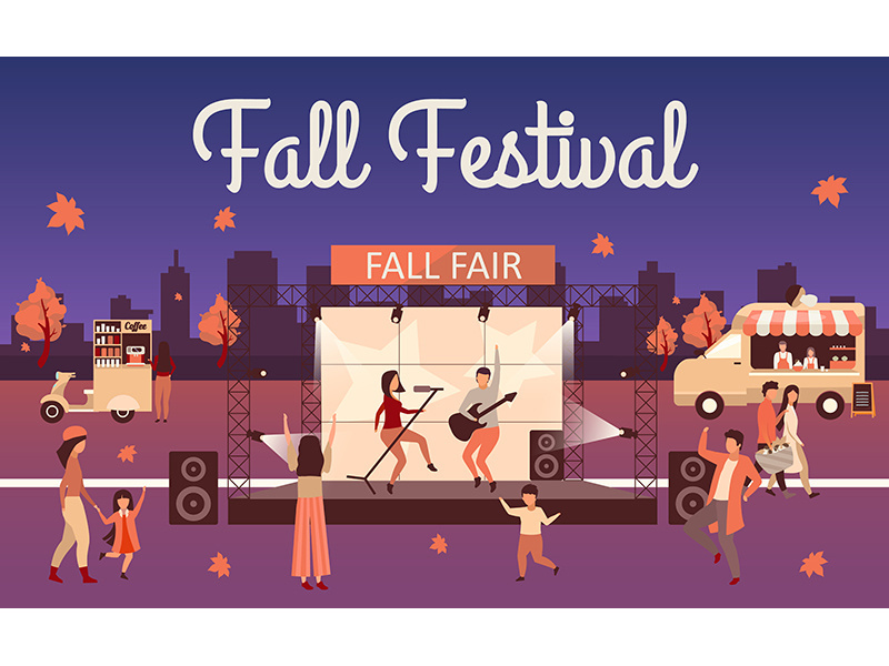 Night fall festival flat illustration