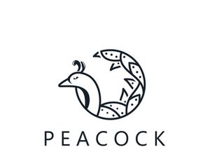 Peacock logo line art elegant concept icon design template flat vector illustration