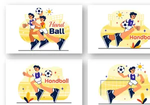 10 Handball Sports Illustration