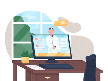 Online doctor flat concept vector illustration preview picture
