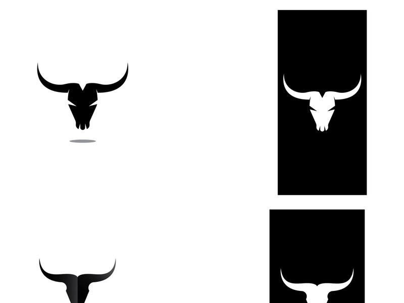 Retro vintage bull head horns logo.