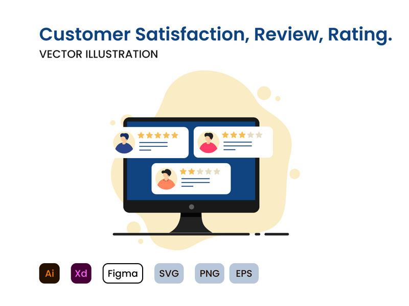 Application rating concept, technology, customer feedback, review flat modern design.