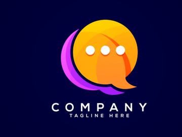 Modern gradient color chat logo design. Social media speech icon vector illustration preview picture