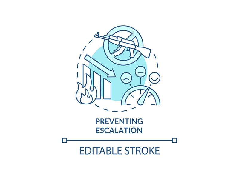 Preventing escalation turquoise concept icon