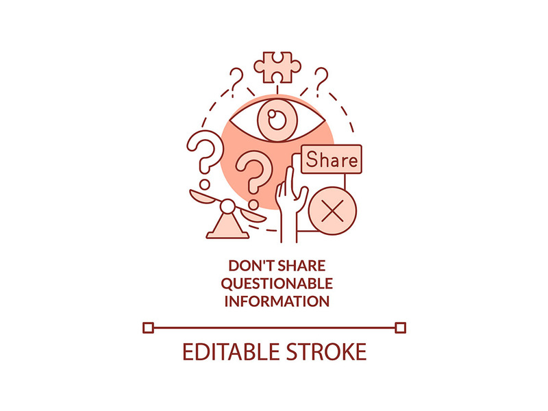 Do not share questionable information red concept icon