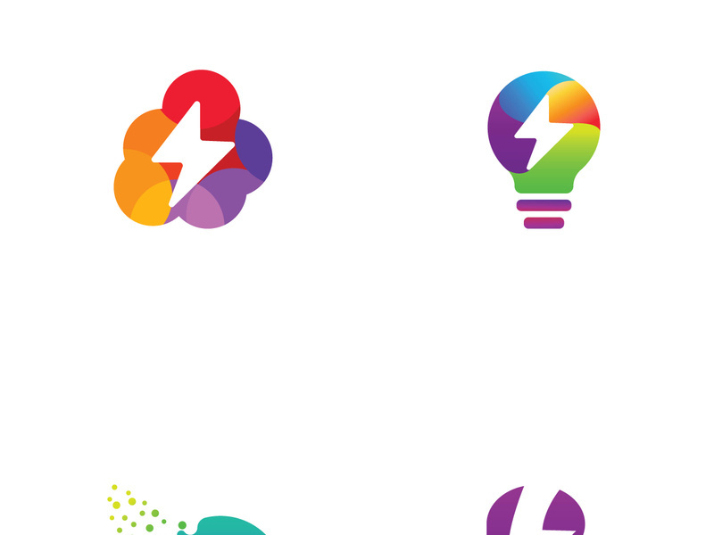 Colorful electric lightning logo design.