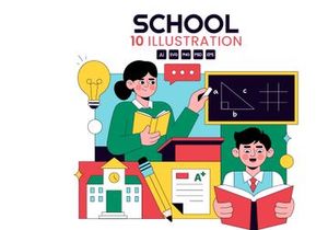 10 School Vector Illustration