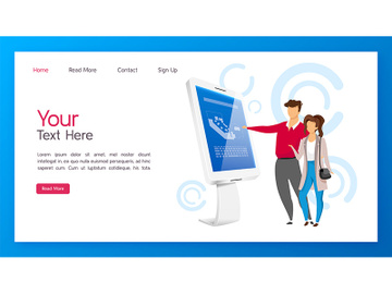 Information kiosk landing page vector template preview picture