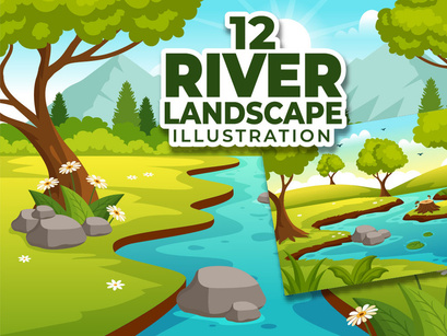 12 River Landscape Illustration