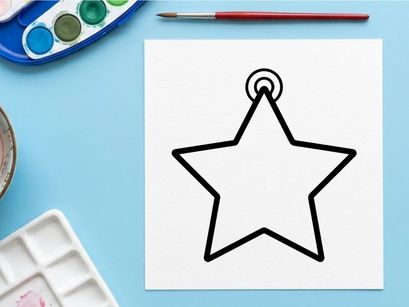 Hanging star-shaped radio antenna ornament for Halloween. Wireless signal icon decoration with spooky holiday theme.
