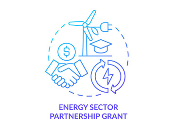 Energy sector partnership grant blue gradient concept icon preview picture