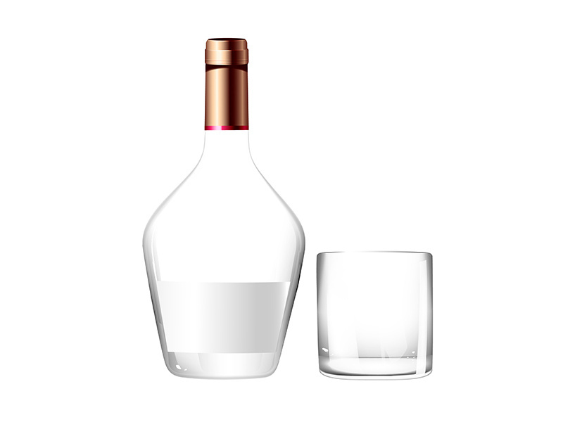 Empty brandy bottle realistic product vector design