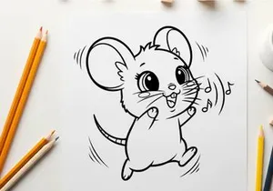 Cute mouse dancing joyfully vector illustration