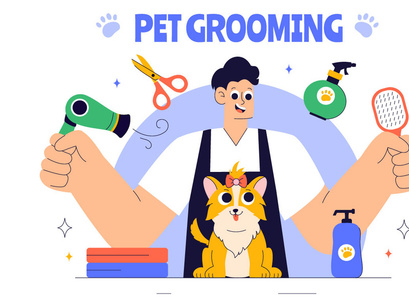 10 Pet Care and Grooming Illustration