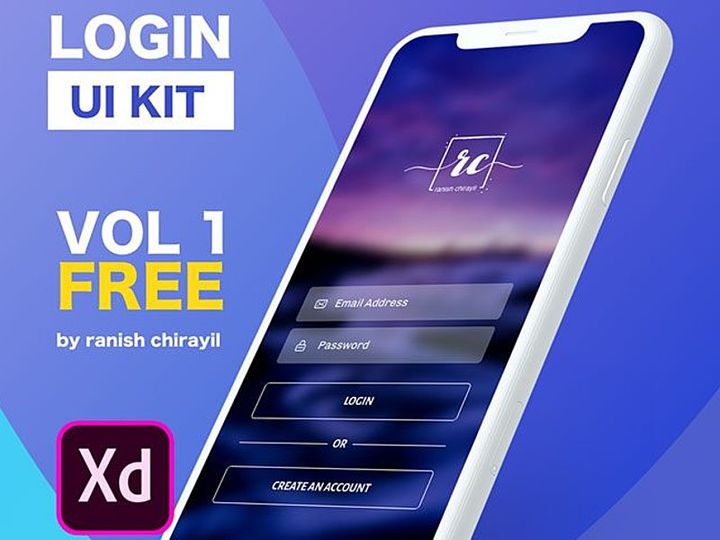 App Login Free UI Kit XD