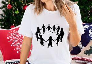 Children Holding Hands Circle Silhouette
