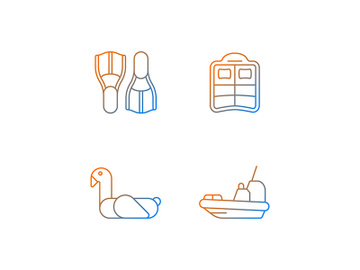 Summer vacations gradient linear vector icons set preview picture