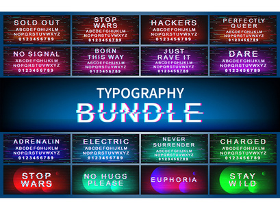 Typography illustration bundle