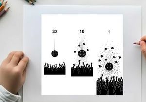 Silhouette of a crowd reacting to a falling object in silhouette