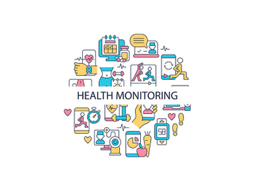 Health monitoring abstract color concept layout with headline preview picture