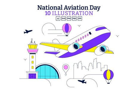 10 National Aviation Day Illustration