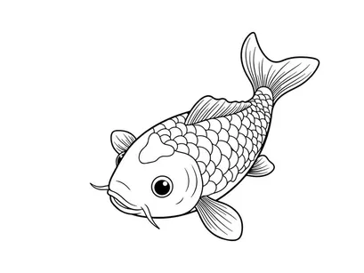 Cute koi fish swimming vector illustration flat design