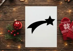 Schwarzes Sternschnuppen-Symbol isoliert auf weißem Hintergrund für Weihnachtselemente.