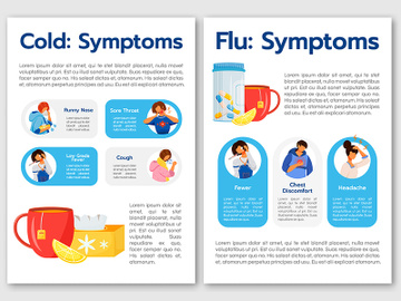 Common cold and flu virus symptoms flat vector brochure template preview picture