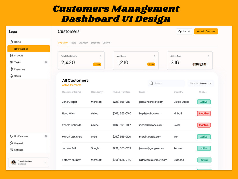 Customers Management Dashboard UI Design