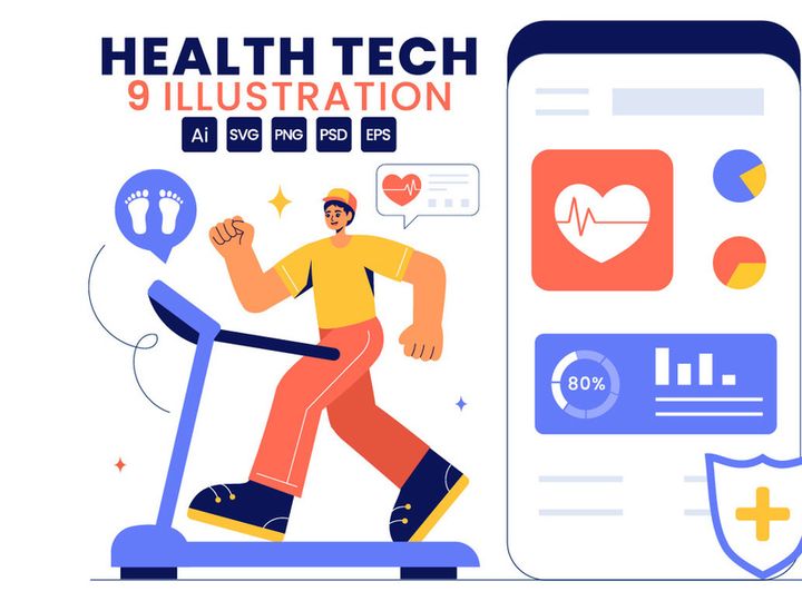 9 Health Tech Devices Illustration