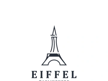 Tower Paris france Black Silhouette logo design template Illustration preview picture