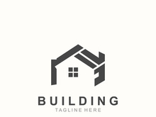 Building logo construction modern real estate symbol for architecture house and property design