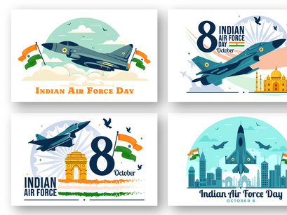 12 Indian Air Force Day Illustration