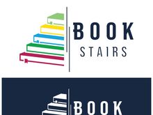 book stairs logo, or library for bookstores, book companies, publishers, encyclopedias, libraries, education, digital books, vectors