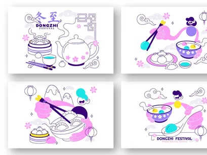8 Ilustrasi Vektor Festival Dongzhi