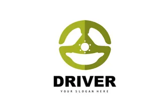 Car Steering Logo, Driver Vector