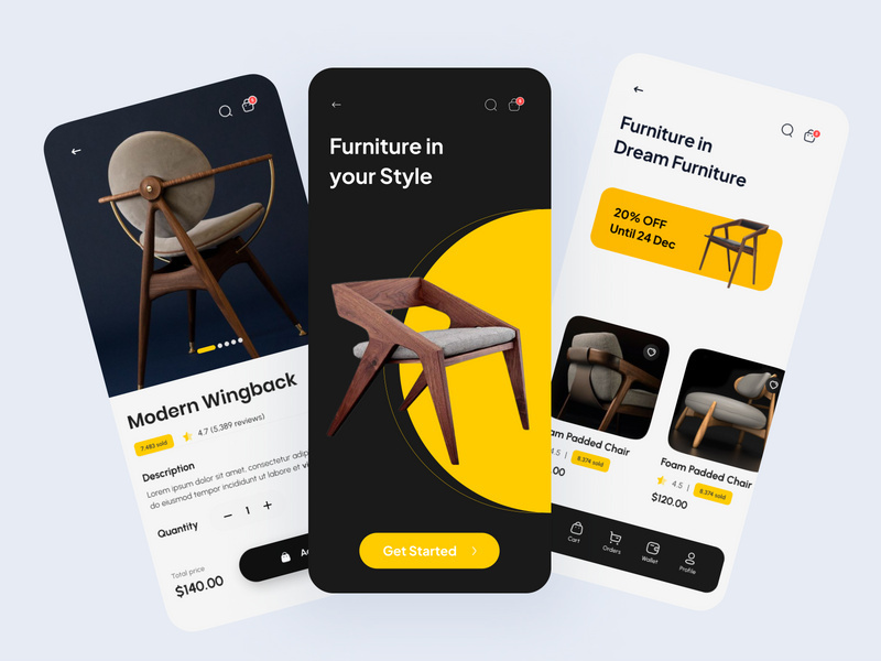 Furniture Shop Mobile App UI Kit.