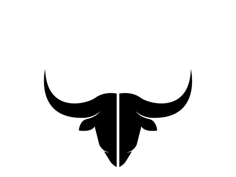 Retro vintage bull head horns logo design.