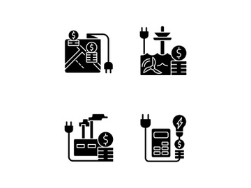 Electrical energy purchase expense black glyph icons set on white space preview picture