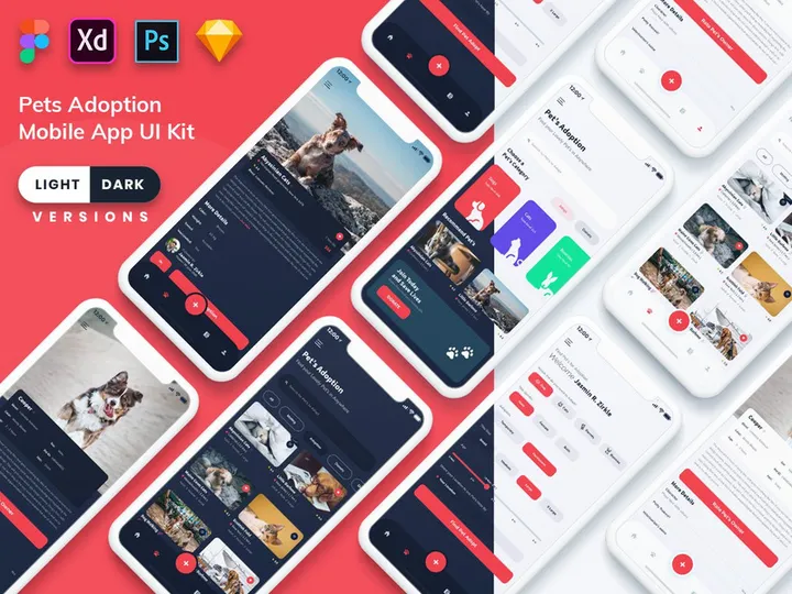Pets Adoption Mobile App UI (Light & Dark) preview picture