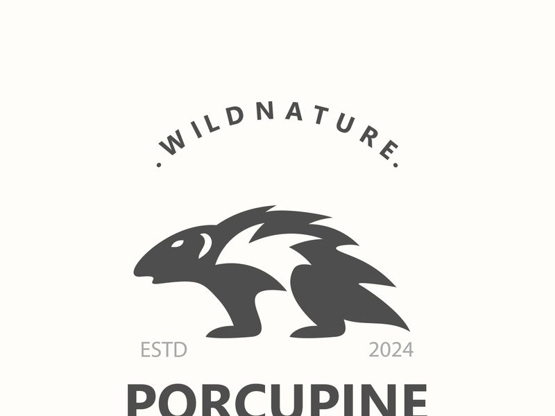 Porcupine logo design. animal vintage minimalist logo Hedgehog modern template icon