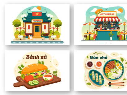 10 Vietnamese Food Restaurant Illustration