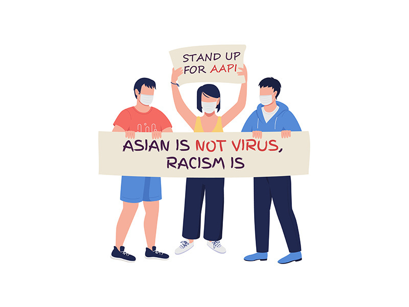 Activists fighting against injustice flat color vector faceless characters