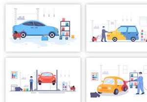 15 Car Painting Machine with Spray Gun Illustration